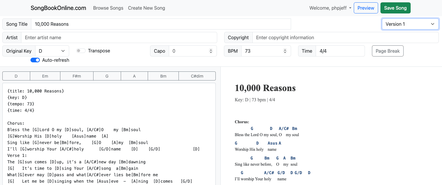 Song Editor Preview